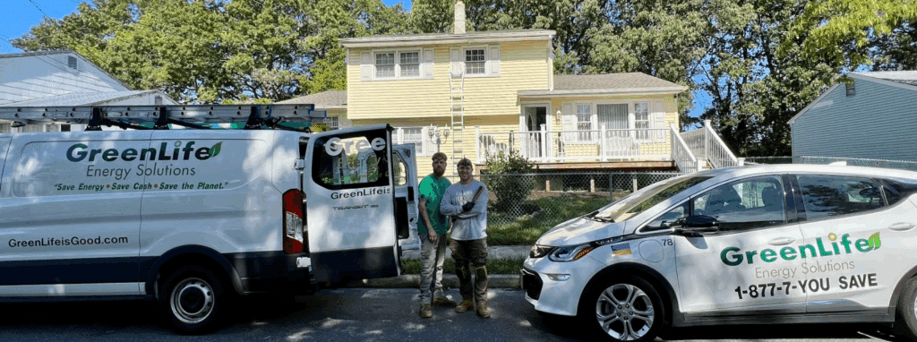 greenlife work trucks outside a customer's home